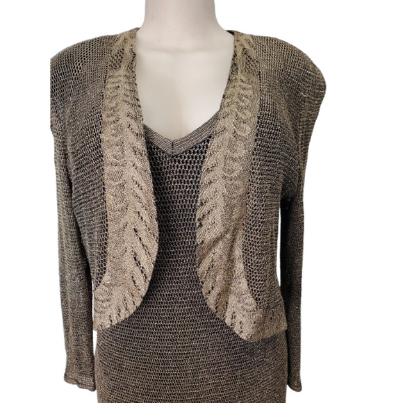 Damianou vintage women's gold 2pc dress set size L - Picture 3 of 5